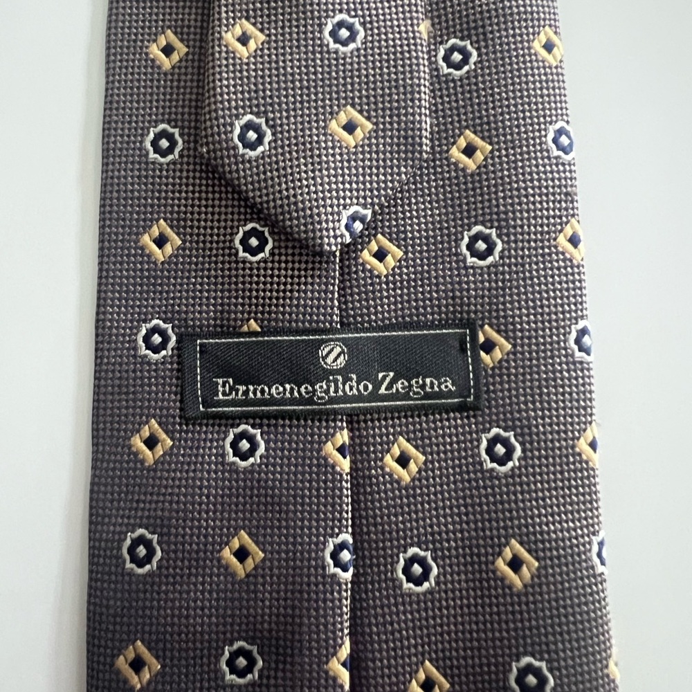 Ermenegildo Zegna Brown and Gold Silk Tie
